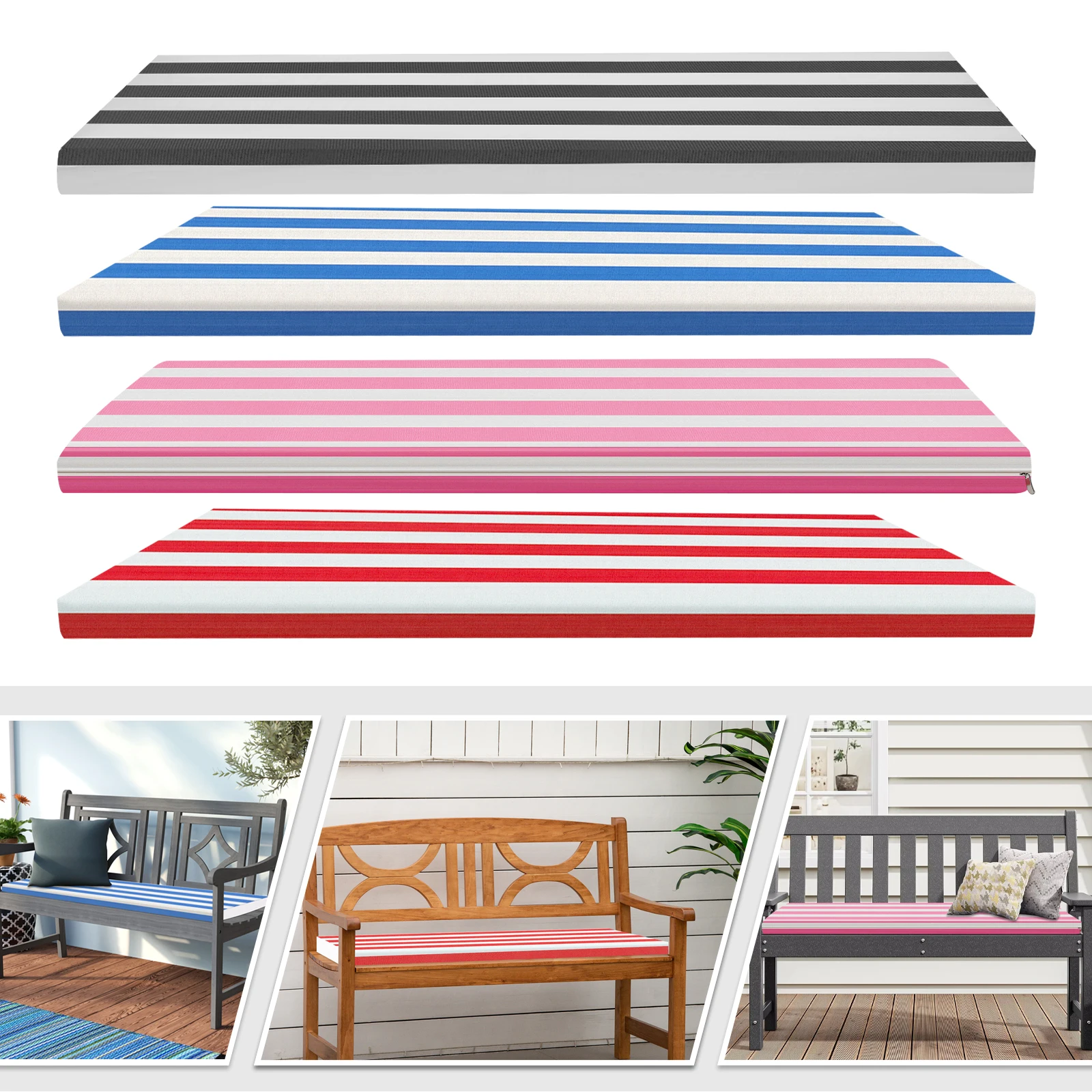 Lange Bankkissen, 5 cm Stuhlsitz, bequemer Schwamm, wasserdichtes Sitzkissen für Sofas, Gartenbank, Sitz, Schaukel, Rücksitz