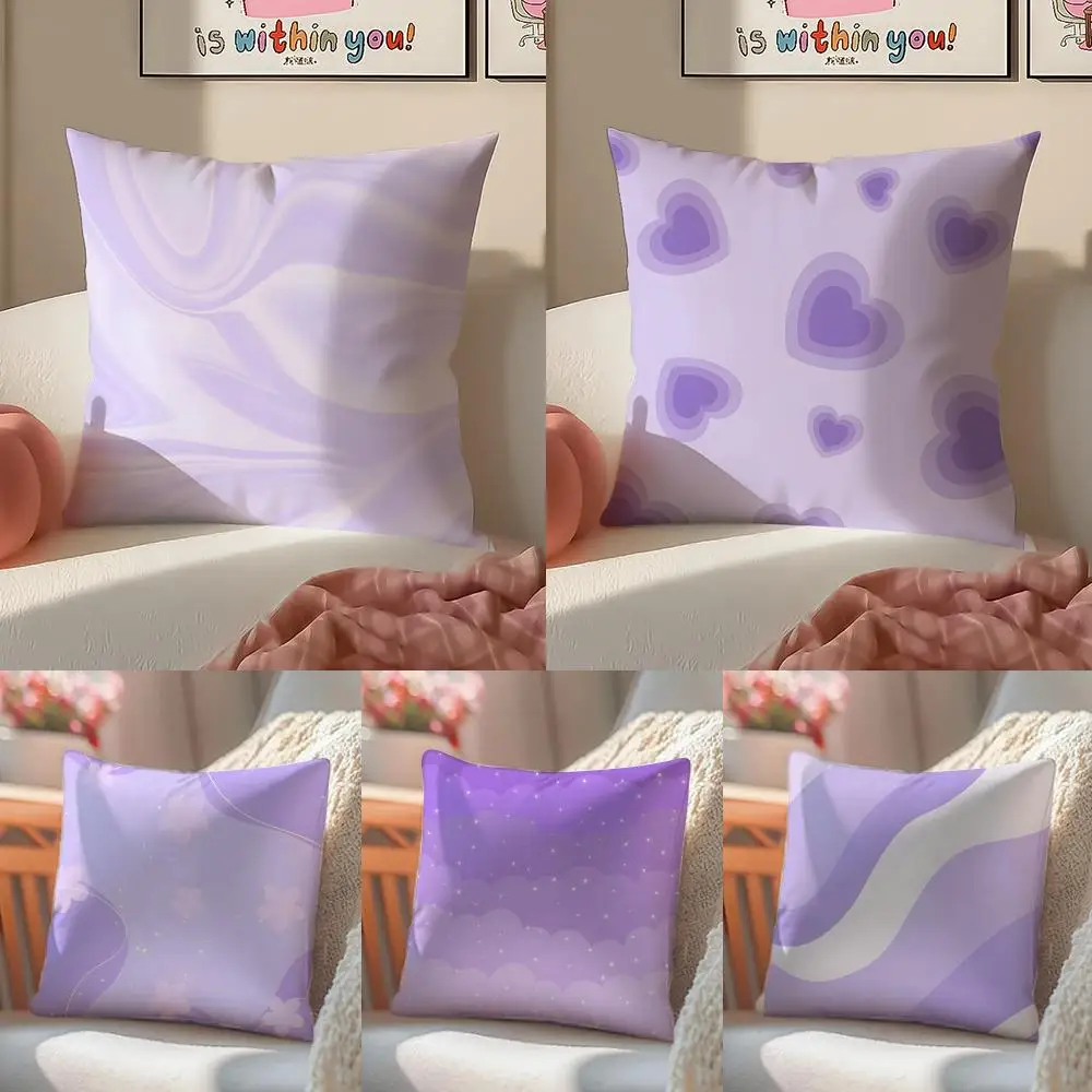 Mystisch-elegante, kunstvoll bedruckte Kissenhülle im lila Design, kurzer Plüsch-Kissenbezug mit unsichtbarem Reißverschluss für Zimmer und Sofa Image