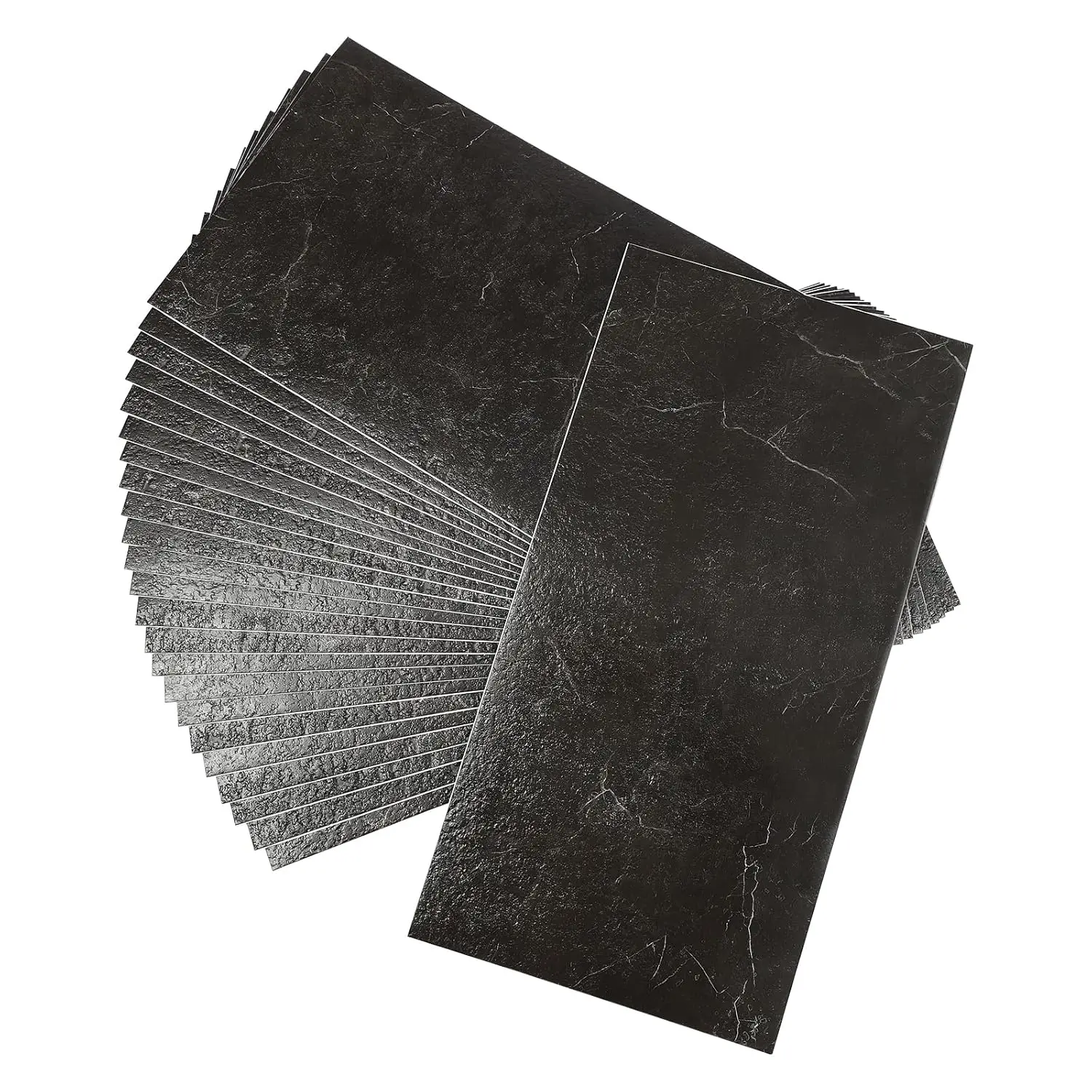60 x 30 cm, selbstklebender Teppich, 24 Stück selbstklebende Bodenbeläge, PVC-Bodenfliesen für Wohnzimmer, Schlafzimmer, Esszimmer, Küche (schwarz)
