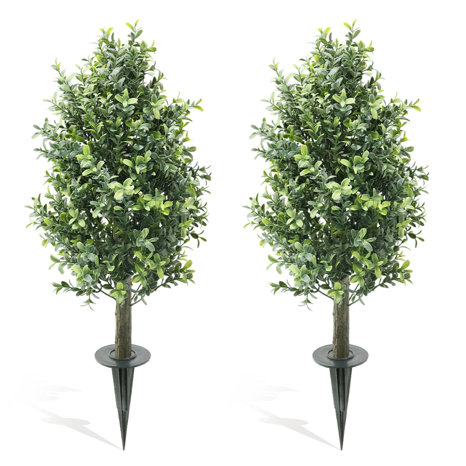 2 Stück künstliche Buchsbaum-Topiary-gefälschte Outdoor-Sträucher mit Erdspieß, künstliche Büsche für Veranda, Gartendekoration, 70 cm, 90 cm Image