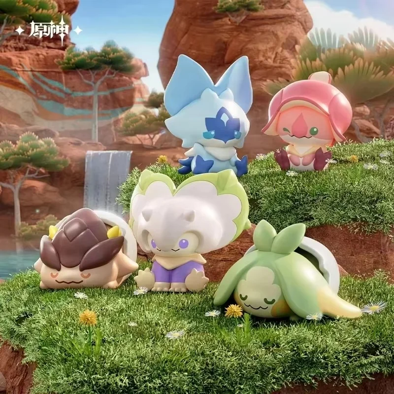 Suplay Mihoyo Genshin Impact Natlan Dragon Series Mini Beans Blind Bag Trendy Toy Mystery Box Eierkoffer Aufbewahrung für Fans Geschenk