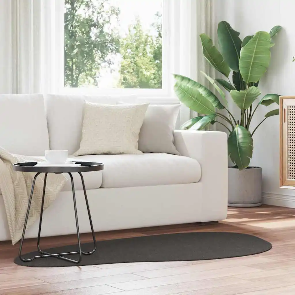 HUARTE Anthrazitfarbener Teppich, 80 x 150 cm, Polyester, rutschfester, weicher Teppich für Szenarien, Heimdekoration, Fußmatte, mehrere Größen erhältlich Image