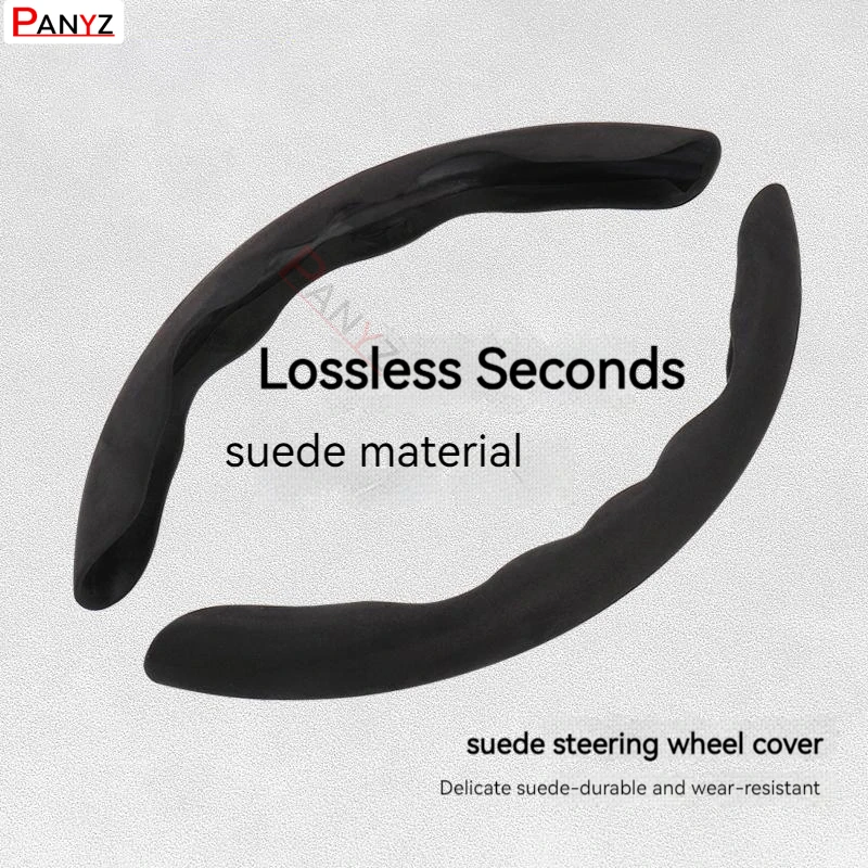 Rutschfester Auto-Lenkradbezug aus Wildleder für alle Jahreszeiten, universelles Auto-Lenkrad, schweißabsorbierender Bezug aus Wildlederstoff Image