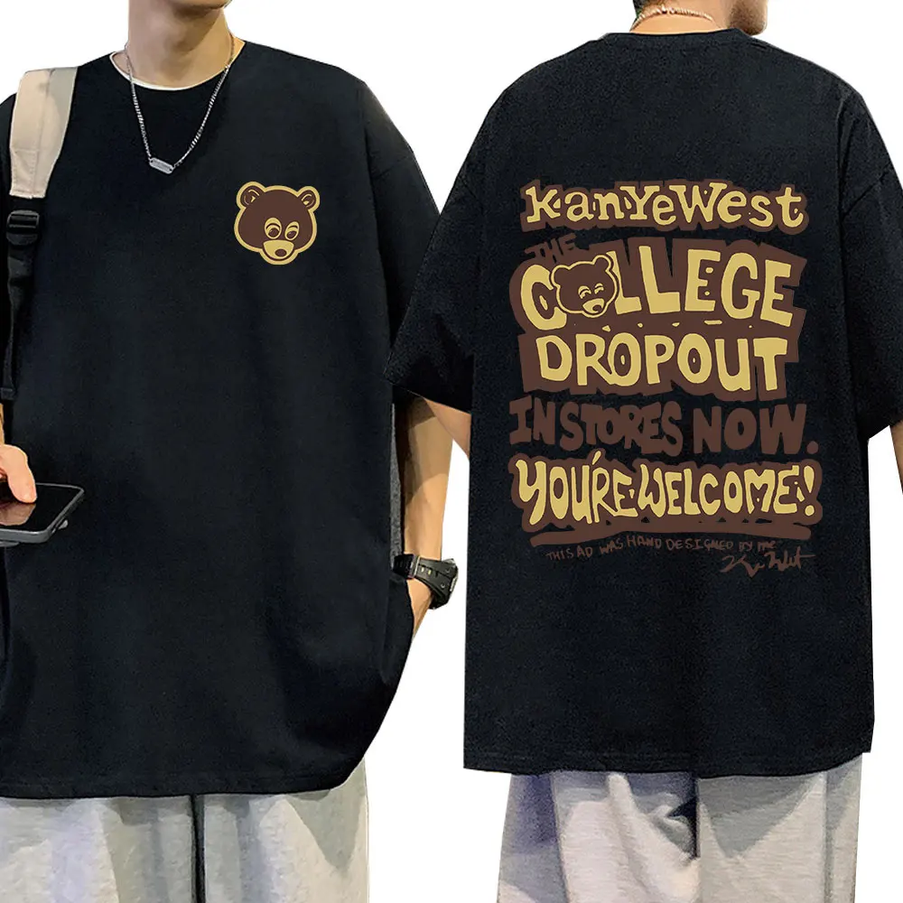 Kanye West College Casual T-Shirt Unisex Kleidung Hip Hop Vintage T-Shirt Mode Übergroßes T-Shirt Harajuku Streetwear