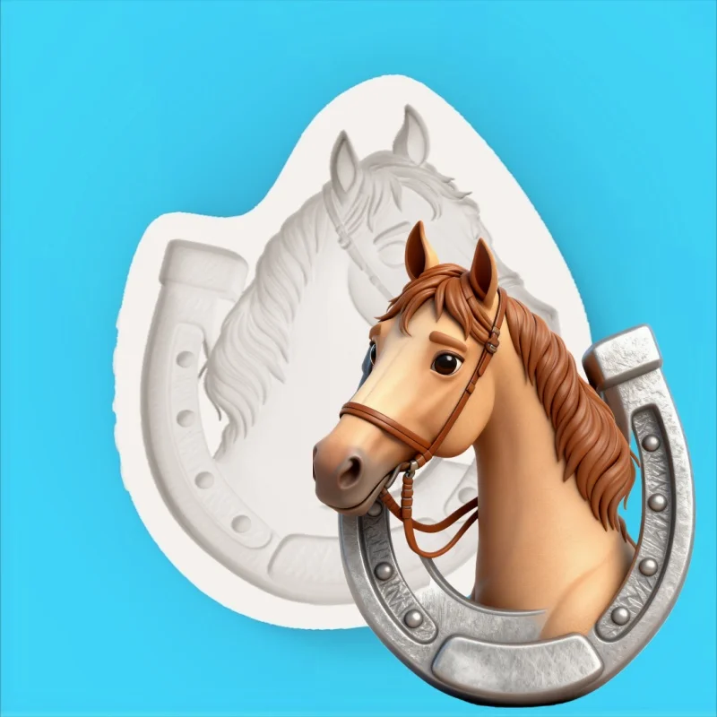 3D Pferdekopf Silikonform für Themen-Kuchendekoration und Schokoladen-Fondant-Herstellung Image