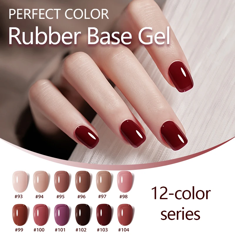 PERFECT COLOR 4-in-1 Builder Rubber Base Gel, 12 Farben 12ml Rot Nude, UV-LED-härtender Stärkungslack für Heim-DIY und Salon Image
