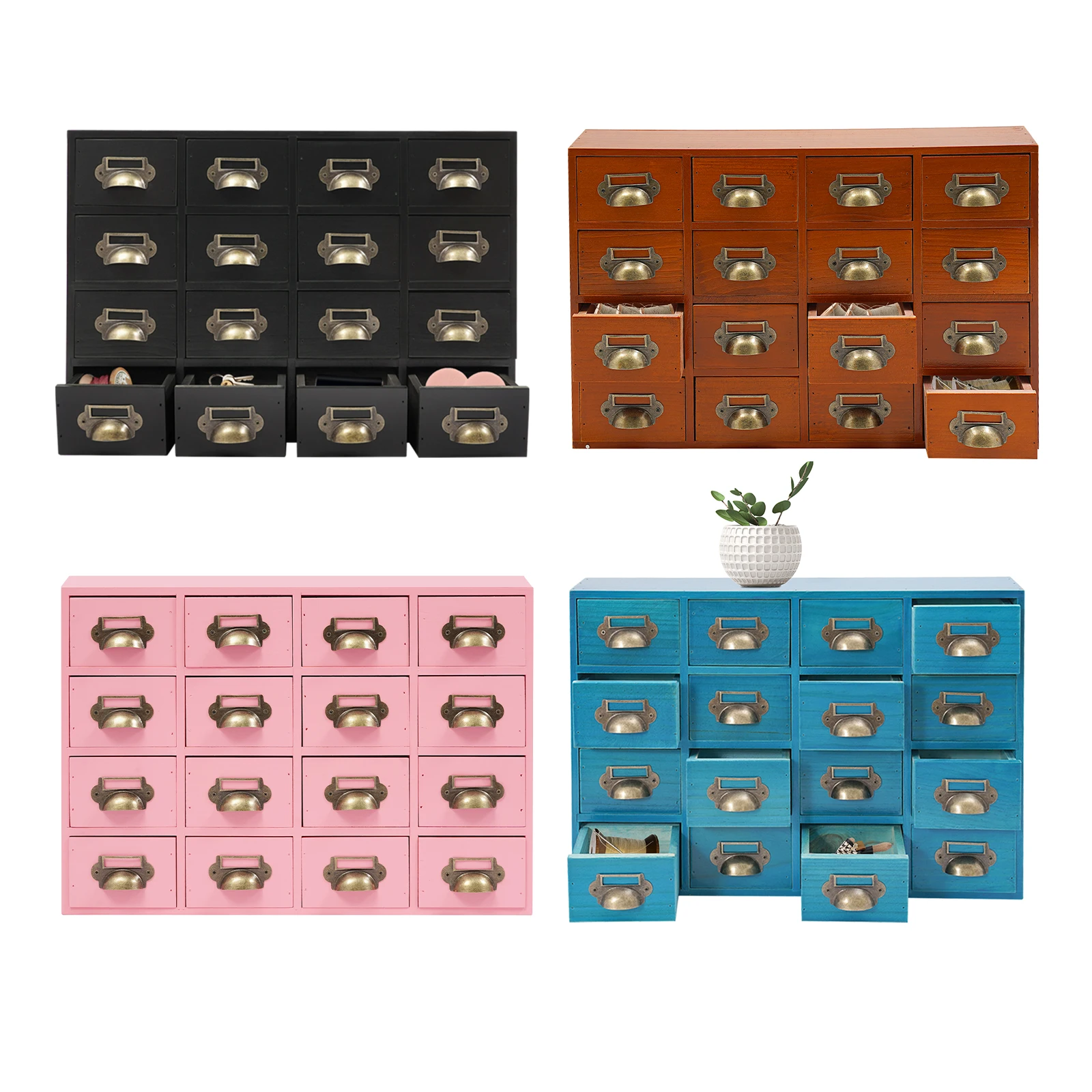 Schrank mit 16 Schubladen, Medizinschrank aus Holz mit Griff, für kleine Werkstätten, Schreibtisch-Schubladenorganizer für Haushalte, Büros