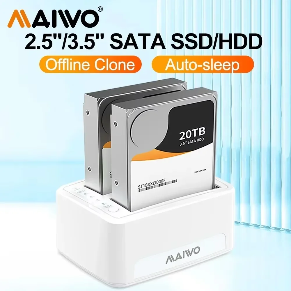 MAIWO 2,5/3,5 Zoll HDD-Dockingstation SATA zu USB 3.0 Adapter für 2,5 3,5 SSD Festplattengehäuse HDD-Box Dock Festplattengehäuse Image