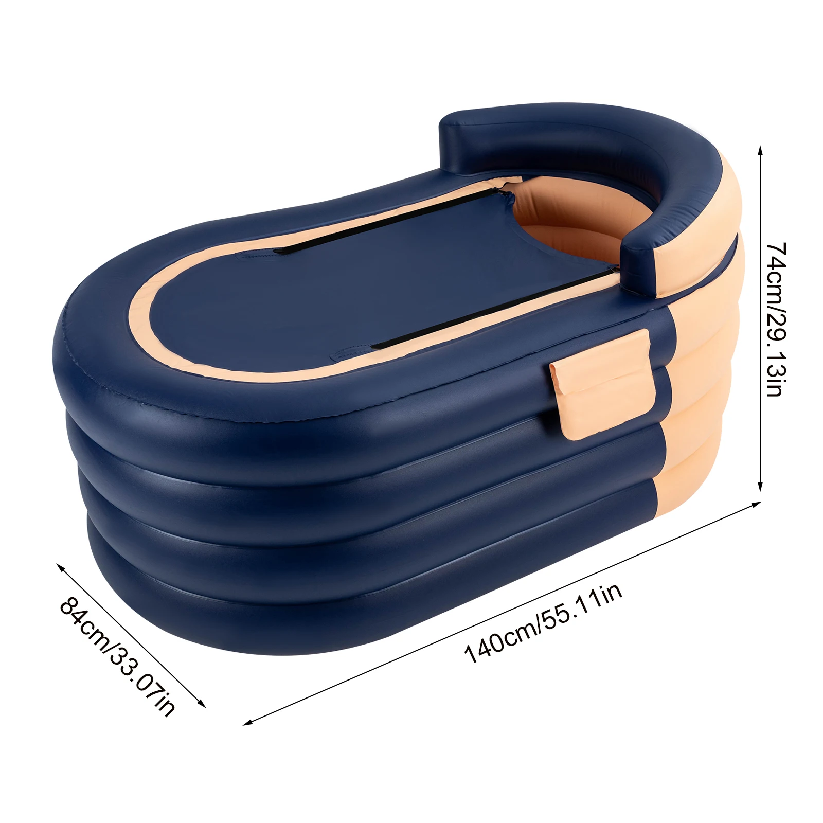Aufblasbare Badewanne mit wiederaufladbarer Pumpe und Abdeckung für Erwachsene, tragbares SPA-Whirlpool-Duschbad zur Entspannung für Zuhause und im Freien Image