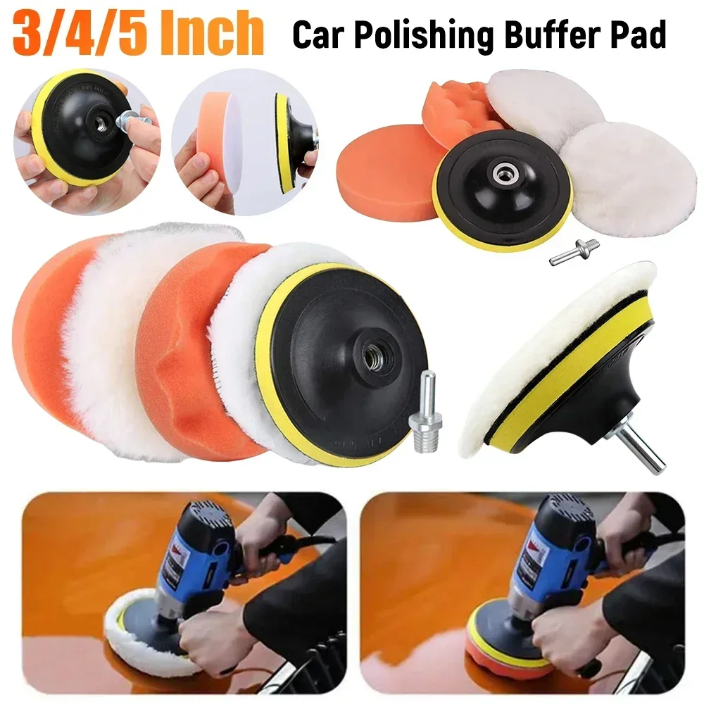 3/4/5 Zoll Auto Polierpads Schwamm Schaum Kit Wiederverwendbare Auto Polierer Pads Kit Polieren Wachsen Saubere Politur für Auto Entfernen Kratzer Image