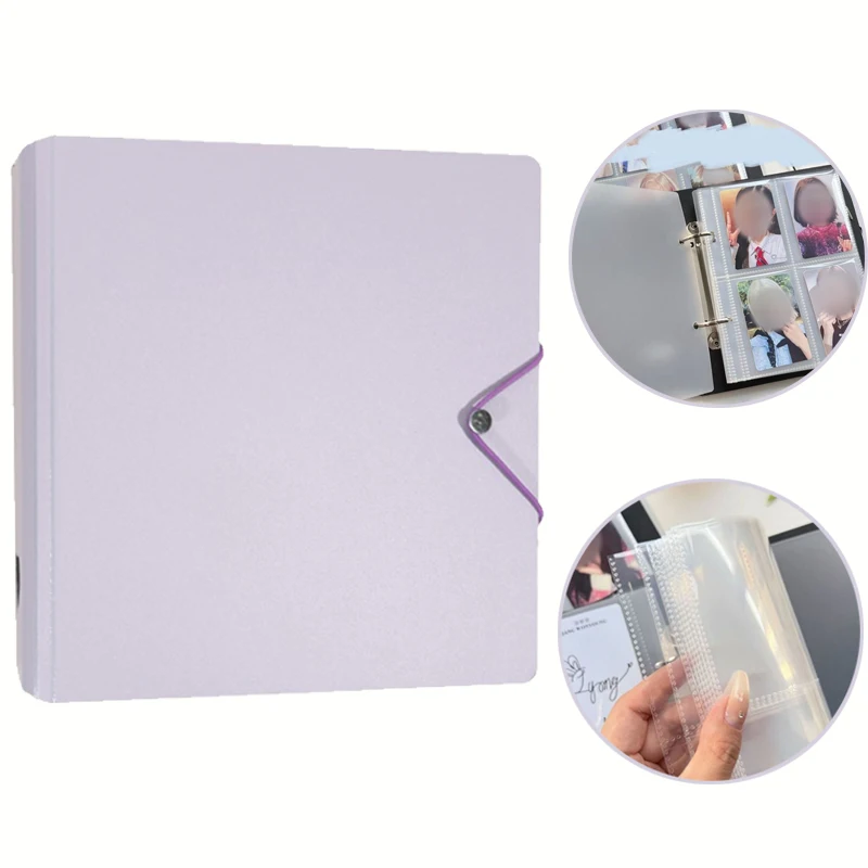 4-Fächer Kpop Fotokarten-Sammelmappe Loseblatt-Idol-Fotokartenhalter Großes Fotoalbum 25-Seiten Bildersammelbuch Image