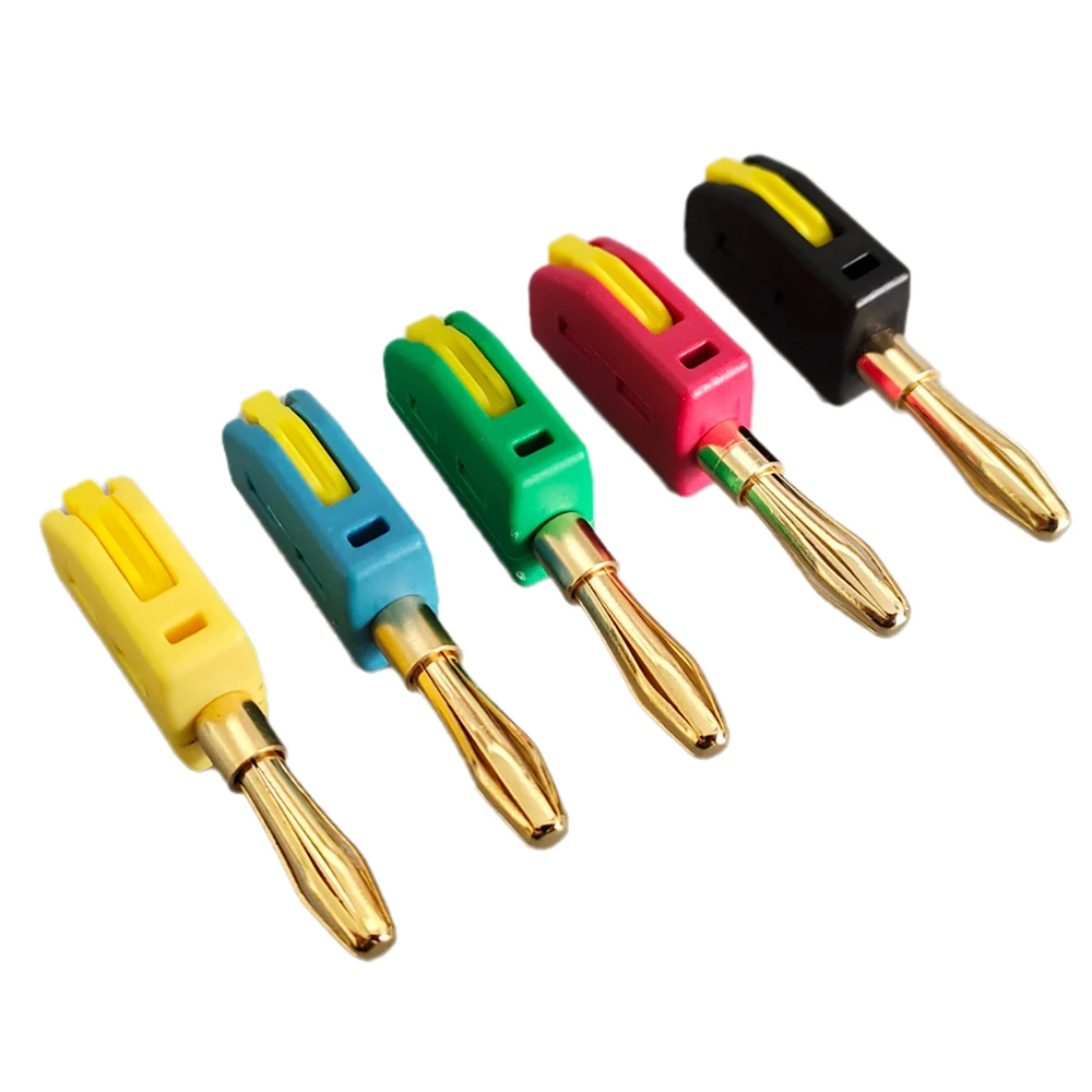 5 Stück 4-mm-Bananenstecker, 32 A, Hochstrom-Stecker, schraubenlos, Schnellanschluss, vergoldeter Anschluss, Sensoranschluss Image