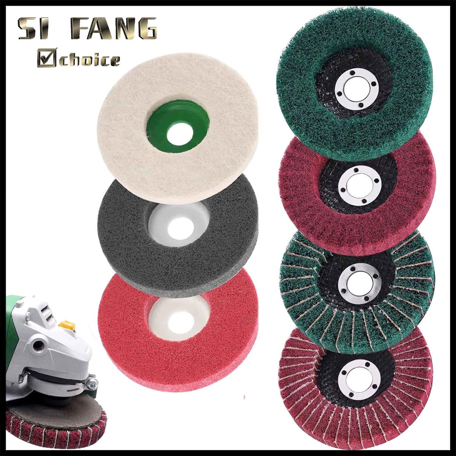 14 stücke 4 Zoll Polieren Puffer Räder Set Nylon Faser Polieren Rad Wolle Schleifen Polieren Pad für Winkel Grinder Image