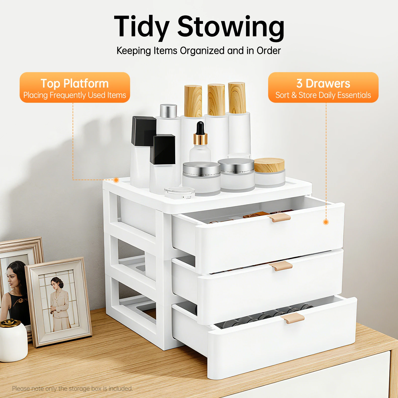 Schreibtisch-Organizer, Aufbewahrungsbox, Schreibtisch-Aufbewahrungsbox, Schreibtisch-Organizer mit Schublade, Schubladen-Organizer, 26 x 20,2 x 22,3 cm