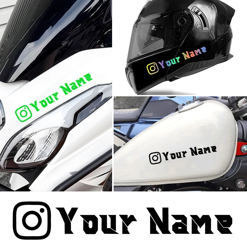 1 Stück Personalisierter Benutzerdefinierter Instagram-Motorradaufkleber, Wasserfester DIY-Aufkleber für Tank, Helm, Auto, Fahrrad, Vinyl-Dekor Image