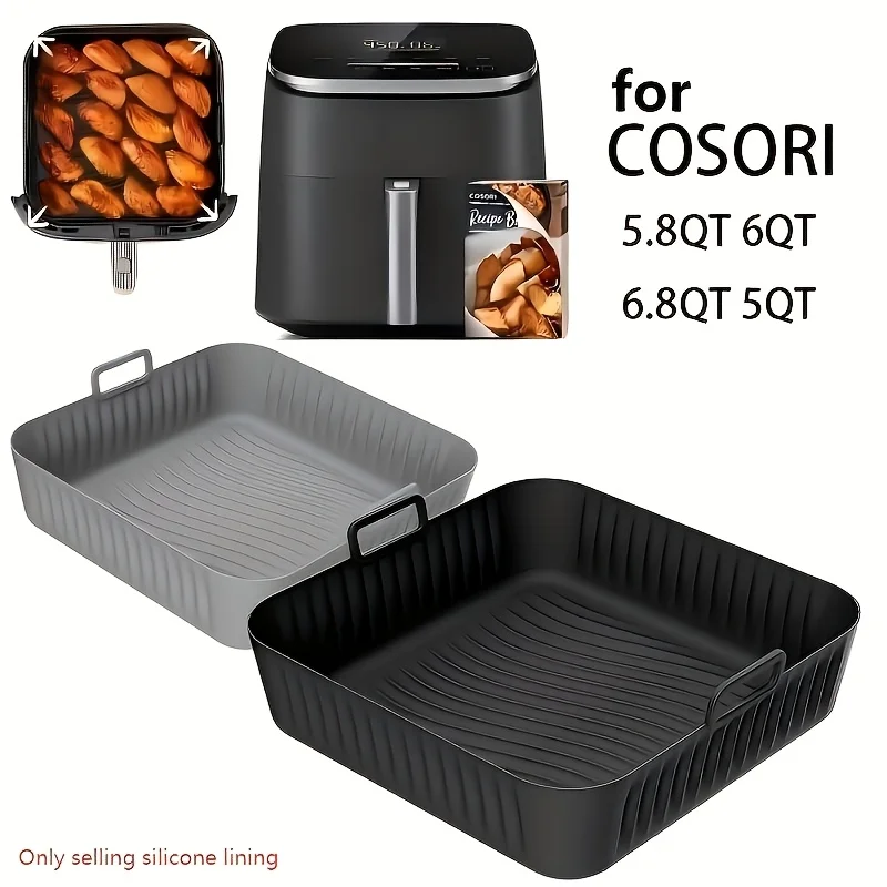 Luftfritteuse-Zubehör, kompatibel mit Cosori 5QT/6QT Air Fryer Liner, antihaftbeschichtete Silikon-Backmatte, wiederverwendbare Silikonform, Küchenutensilien Image