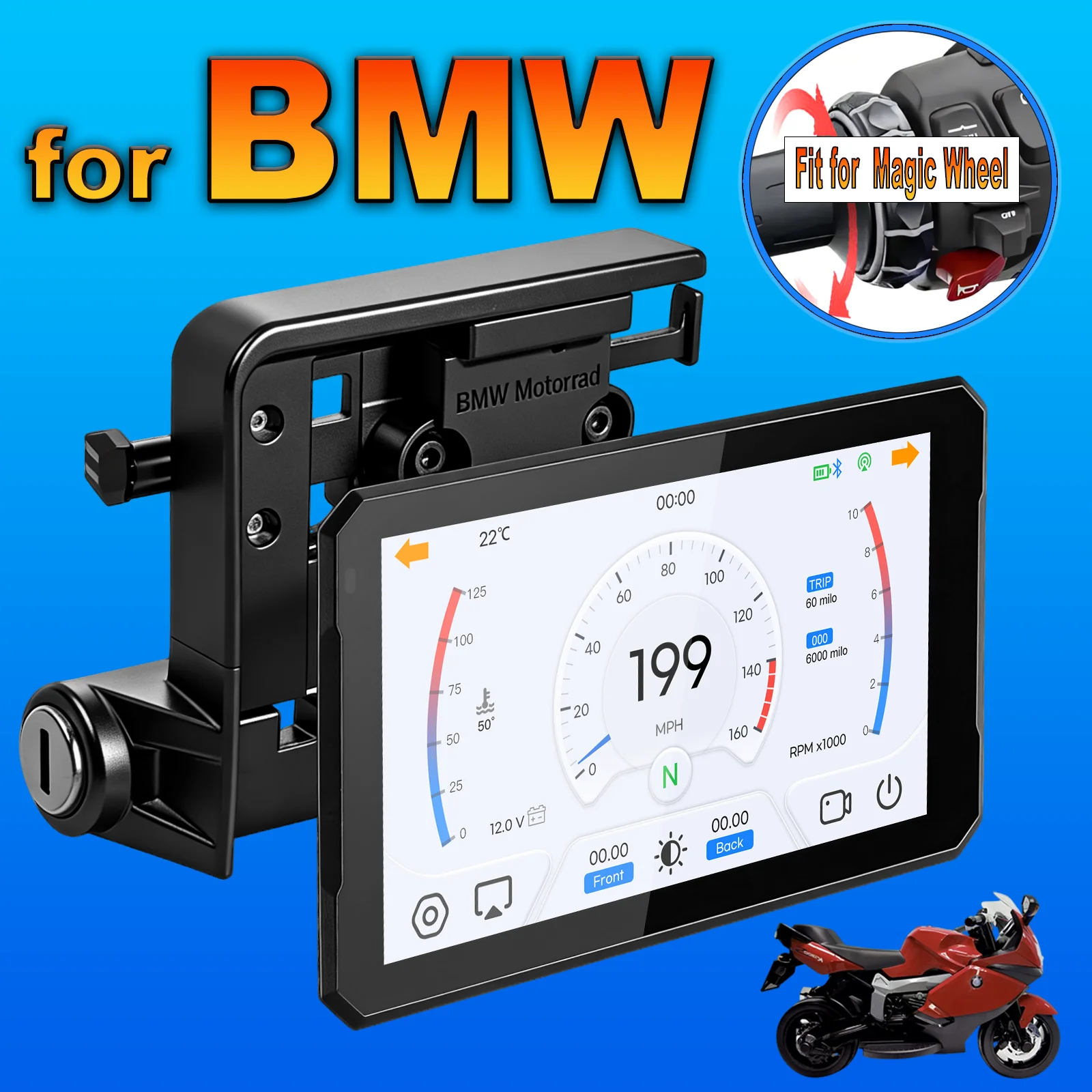 Android Auto for BMW Motorcycle Carplay M1000 XR R1200GS R1250GS S1000XR S1000RR R1300GS Wireless Navigation 7 Inch Image