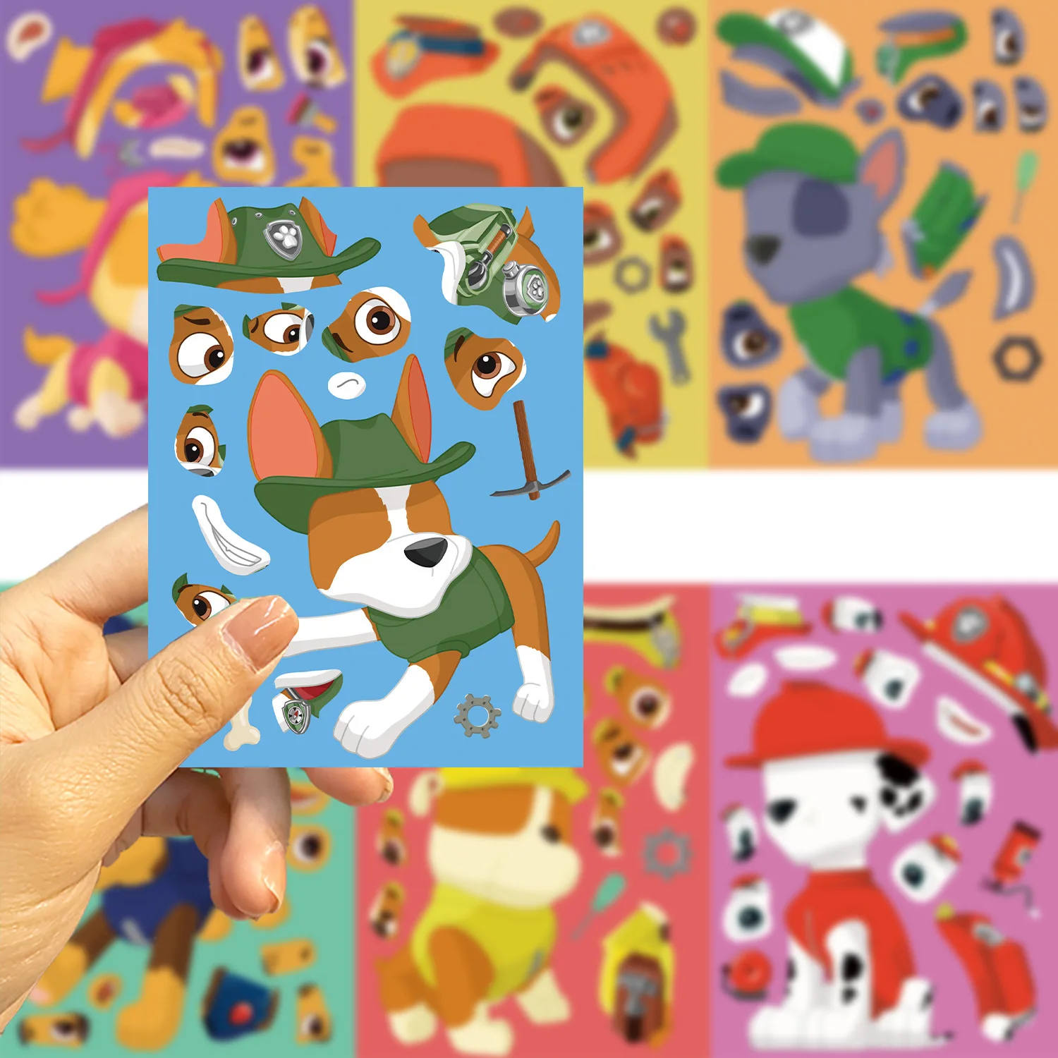 8/16 Blatt Niedliche PAW Patrol Puzzle Anime Aufkleber Chase Make-a-Face Zusammenbaubare Cartoon-Aufkleber Puzzle-Satz Lustiges Kindergeschenk Image