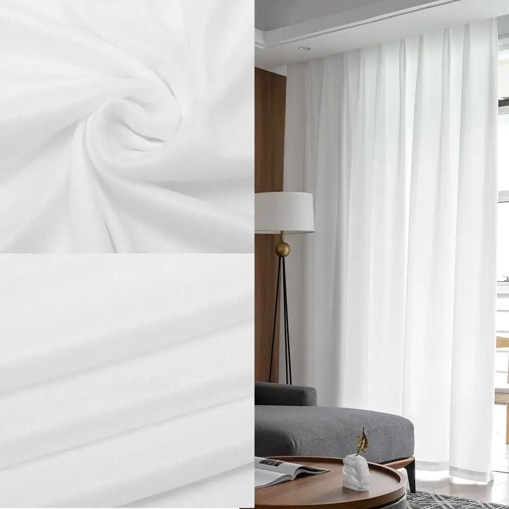 3m X 3m Weißer 68DD Eisseide Hochzeits-Hintergrundvorhang mit Abnehmbarem Drapierband Vielseitiger Dekorativer Stoff für Fotostudio, Party Image