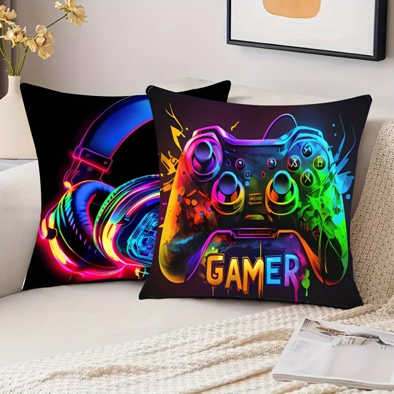 VIKAMA Game Controller Kissenbezug für Jungenzimmer, Spielzimmer-Dekoration, Wohnzimmer-Sofakissenbezug Image