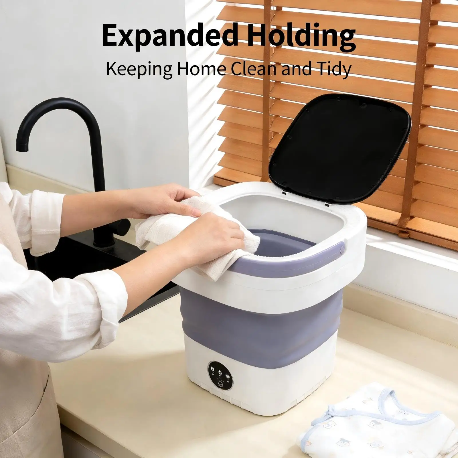 X13 220V 36W 12L Mini-Waschmaschine Taro Purple Mini faltbare Waschmaschine Faltbare Waschmaschine mit großer Kapazität für Wohnmobile