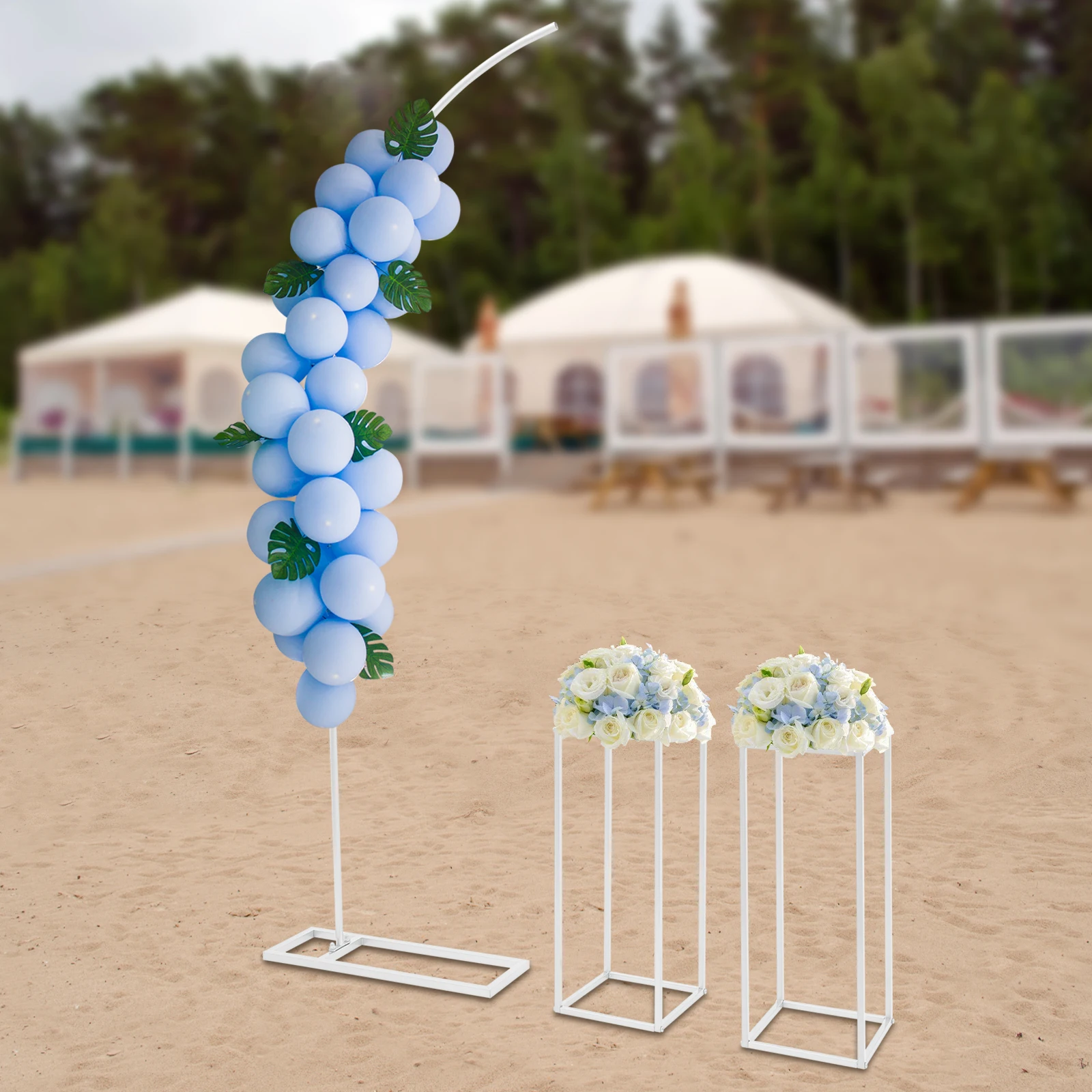 Stabiler Blumenständer mit 10 kg Tragkraft, Rechteckiger Boden für zusätzliche Stabilität, Ideal für Blumen, Ballons und Tüll Image