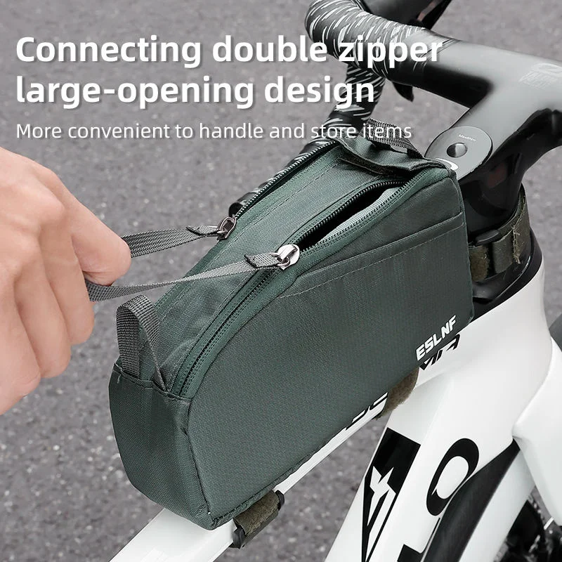 Neue Outdoor-Fahrradausrüstung, wasserdichte Fahrradtasche mit Doppelreißverschluss vorne für Mountainbikes und Rennräder Image