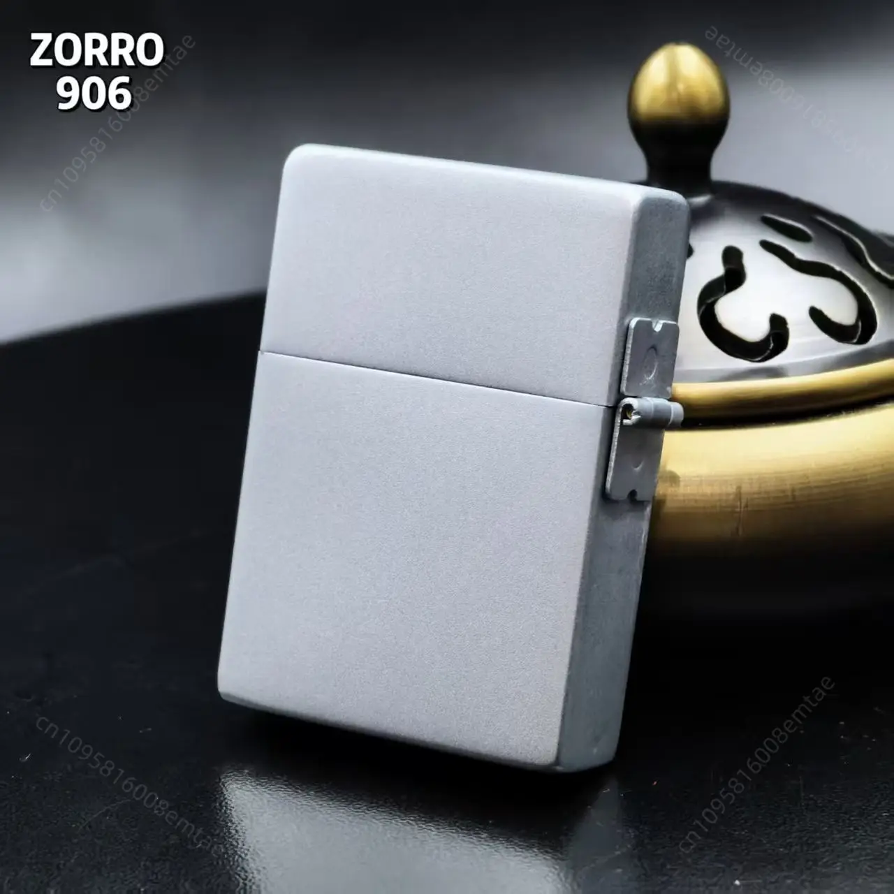 Zorro 906 mattsilbernes externes Scharnier-Feuerzeug, winddichtes Schleifradfeuerzeug, Zigarettenzubehör, Geschenk für Männer Image