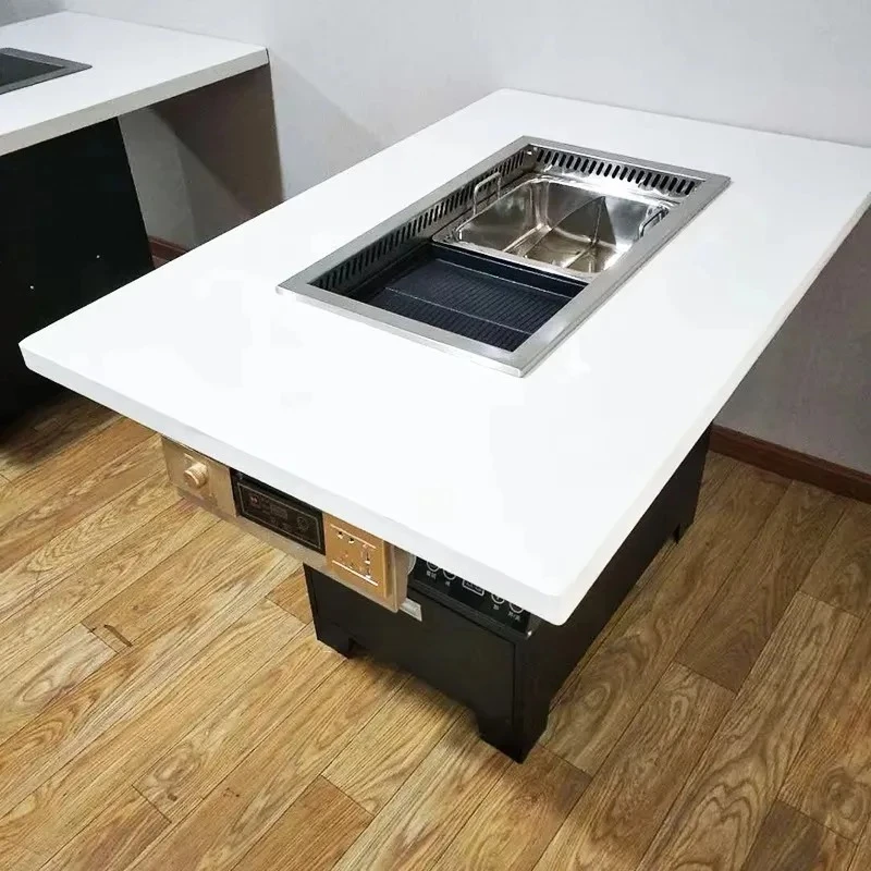 2-in-1 Elektrischer Koreanischer BBQ-Grill und Steamboat-Hotpot-Tisch, Rauchfreie Innenausstattung für Restaurants, BBQ-Grill Image