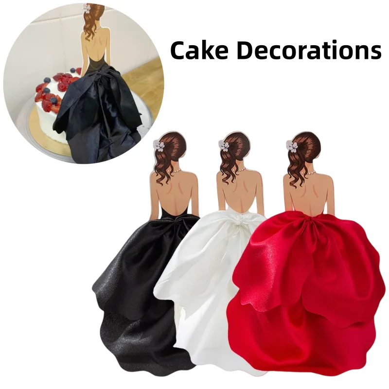1 Stück Eleganter Tortenaufsatz in Kleidersilhouette für Muttertag, Romantische Dekorationen für Geburtstagstorten, Hochzeitsfeier-Deko Image