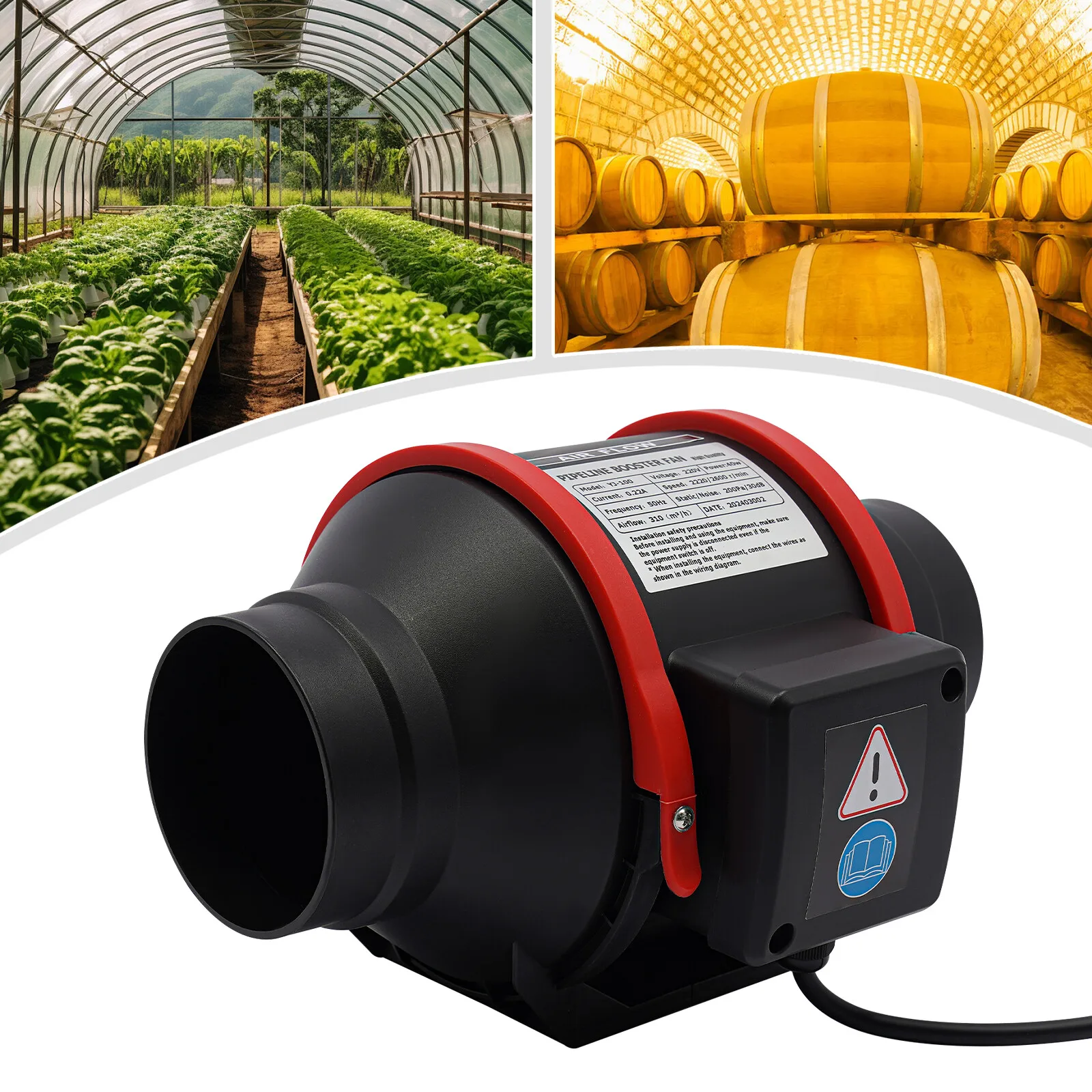 40W 100mm/4 Zoll Rohrventilator Rohrlüfter Abluftventilator 30dB 310m³/h Image