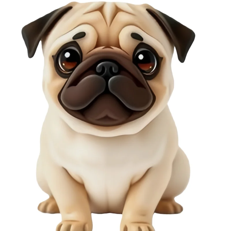 Einfache Mops-Hundeform mit hängenden Ohren und runden Augen, Silikonform für handgemachte Fondant-Schokolade Image