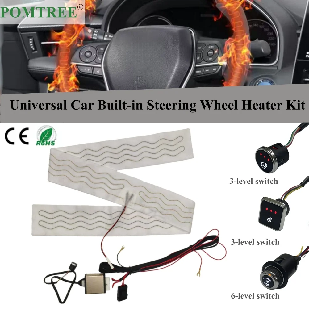 12V Auto Universal Lenkradheizung Kit 40W Legierungsdraht-Heizpad Mit 3/6-Stufen-Kontrollschalter Und Kabelbaum Image