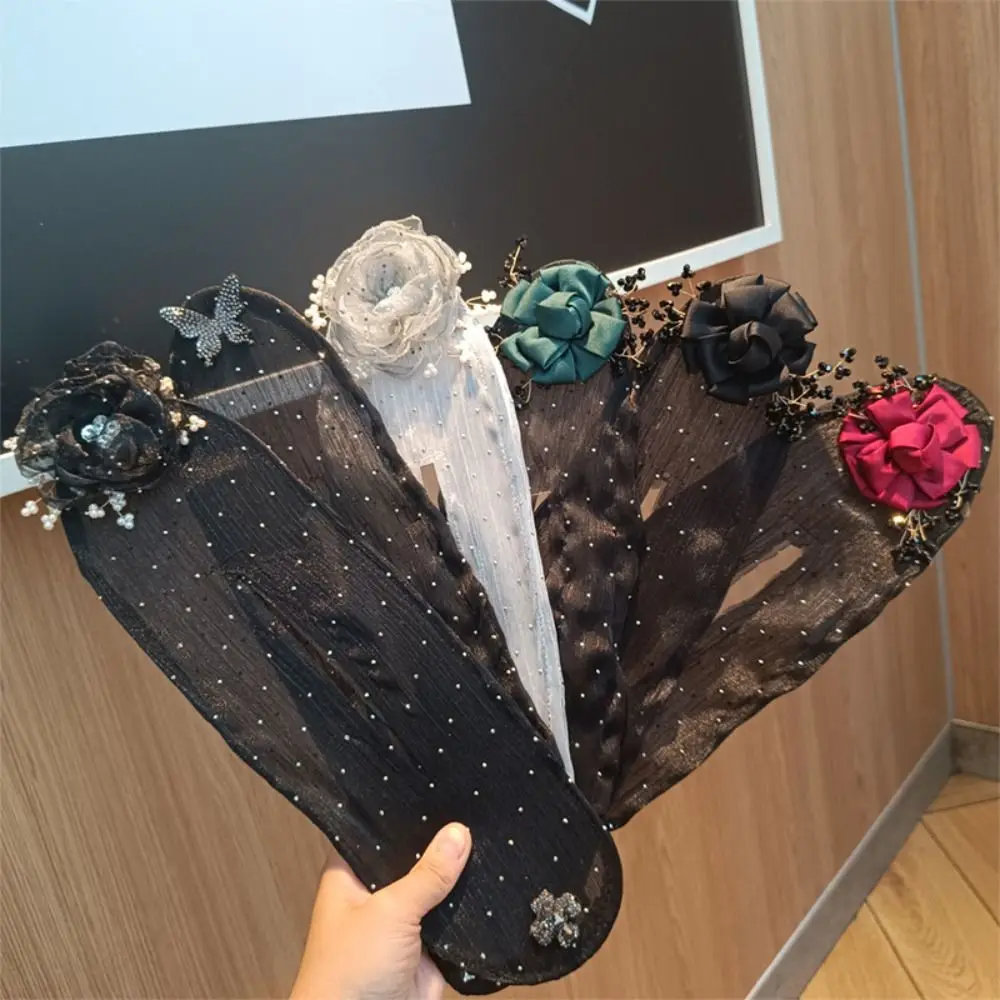 Bequemes Haarband mit Netzgarn-Schleife für Damen, Haarspange, Haaraccessoires, Lockenwickler, Haarlocken-Tool, Blumen-Duttformer Image