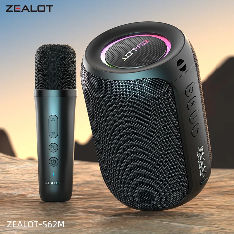 Zealot-S62M Karaoke-Maschine Tragbares Bluetooth 5.3 Lautsprechersystem mit 1-2 Kabellosen Mikrofonen für Zuhause Familie Festival Geschenke