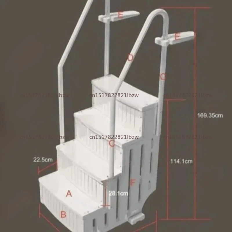 Schwimmbadleiter mit Leiter aus Kunststoff über dem Boden BB Image