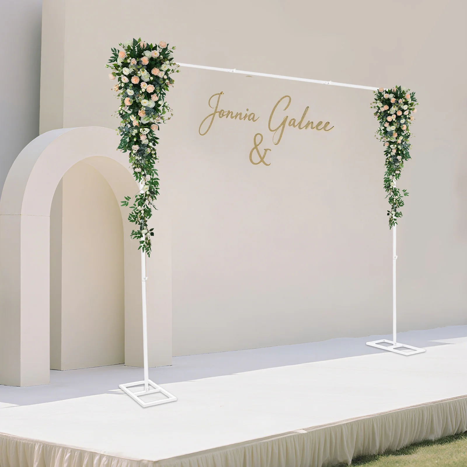 Hochzeitsständer mit Weißer Oberfläche, 2,4m Höhe, Robuster Eisenrahmen, Ideal für Ballons, Blumen und Partydekoration Image