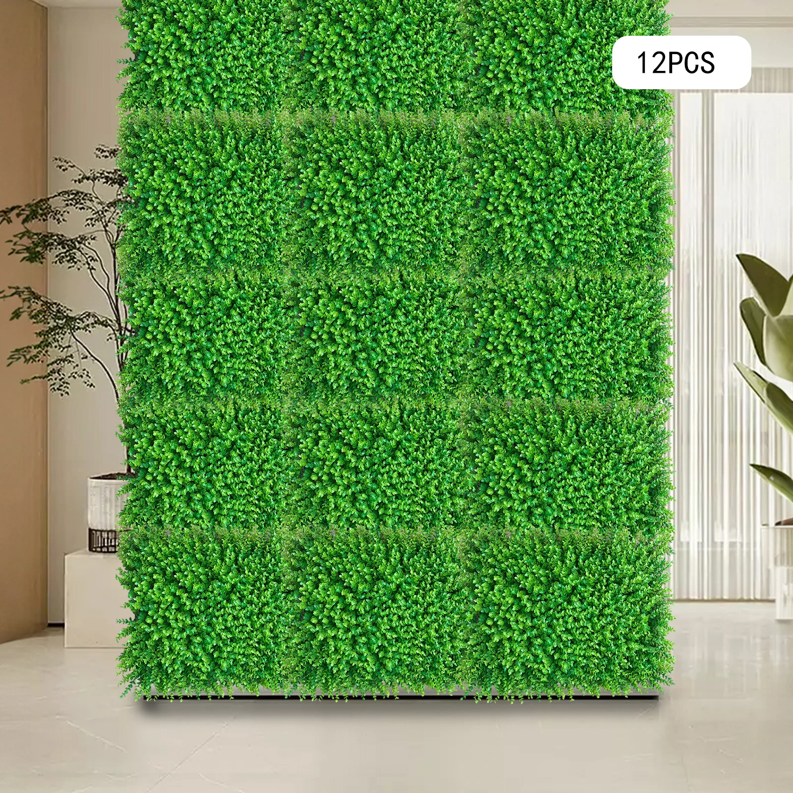 NEUESTE dekorative Wandpaneele aus Kunstrasen, 12 Paneele für künstliche Pflanzen für die Dekoration von Hausgarten Image