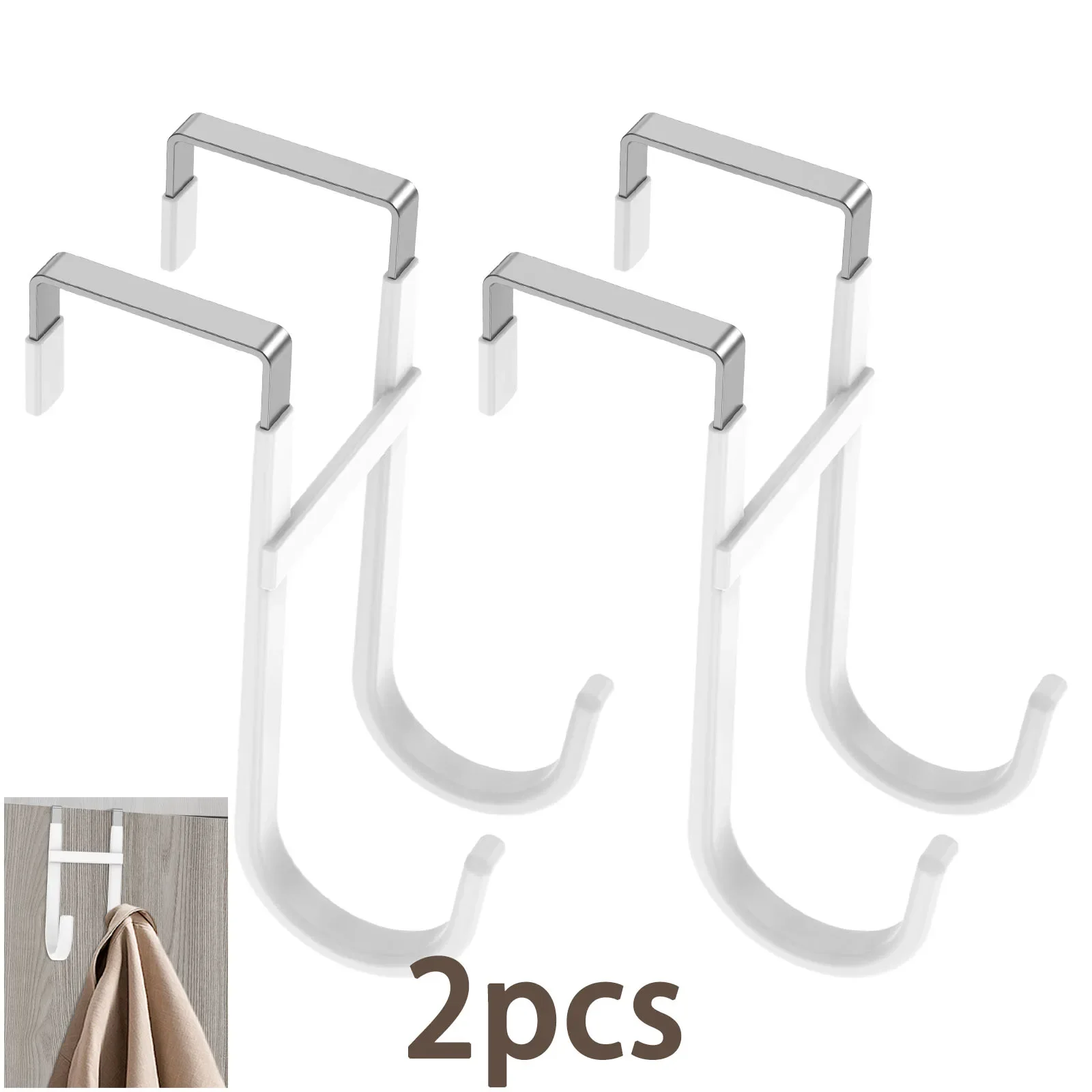 2 Stück Über-Tür-Haken Metall-Türhaken Rutschfester Handtuchhalter mit Weicher PVC-Beschichtung für Wohnzimmer und Badezimmer