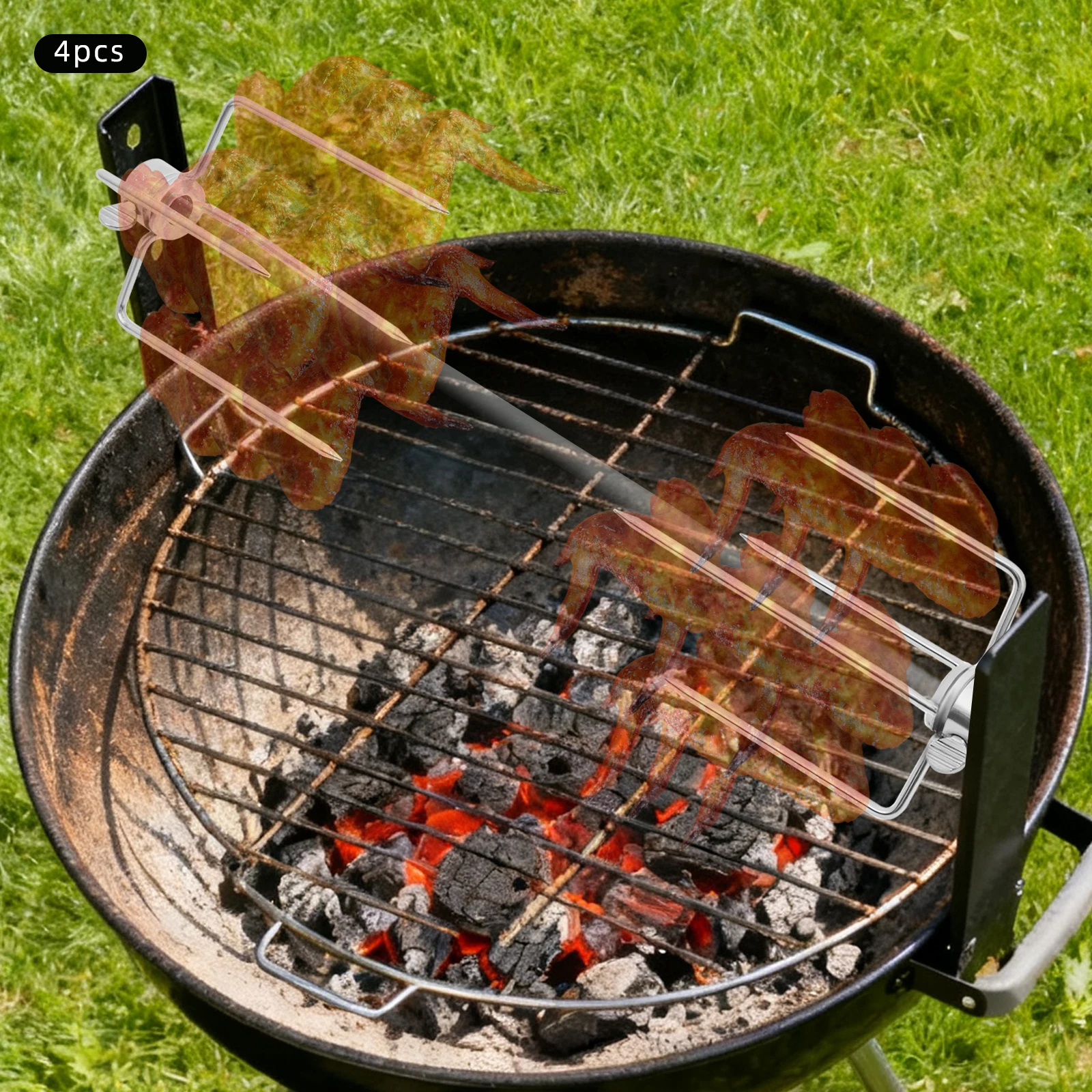 Drehspieß-Fleischgabel aus Edelstahl 304, Grill-Fleischgabel, Bratgabel, Schnitzgabel, Camping, Grillen, Terrasse, Grillen Image