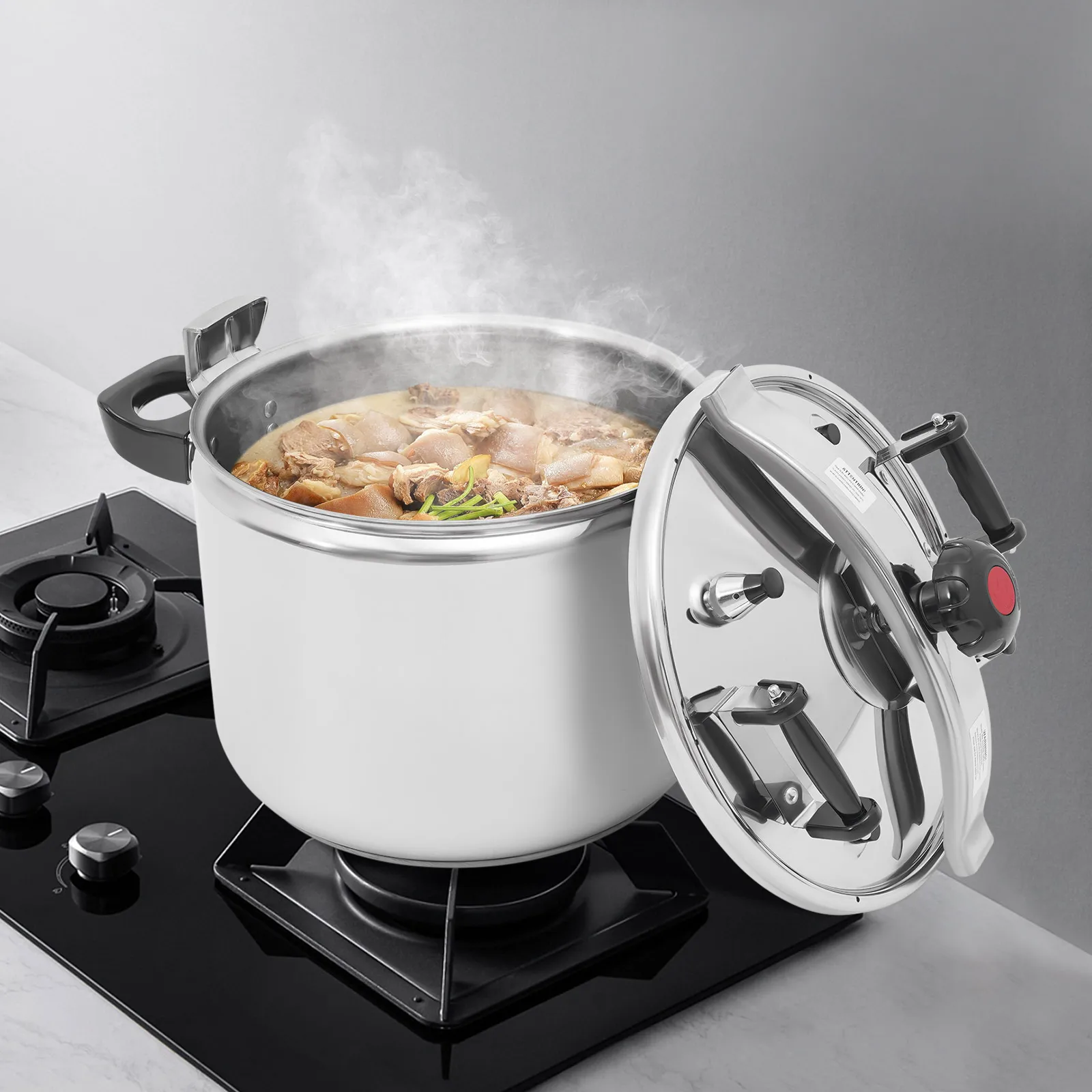 40L Schnellkochtopf 60Kpa Lebensmittel-Kochtopf Schmortopf Dampfgarer für Restaurants, Familien Edelstahl Image