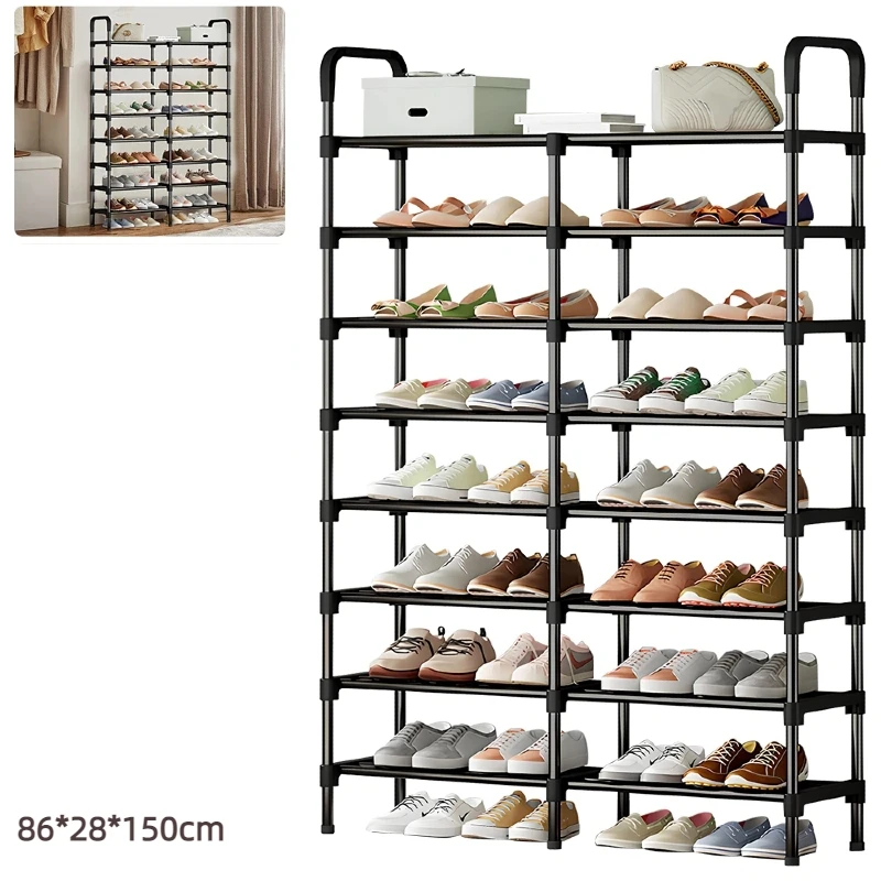 Mehrstöckiges Metall-Schuhregal Schuh-Organizer Freistehend Schwarz Platzsparende Aufbewahrung für Kleiderschrank Schlafzimmer Innen- und Außenbereich