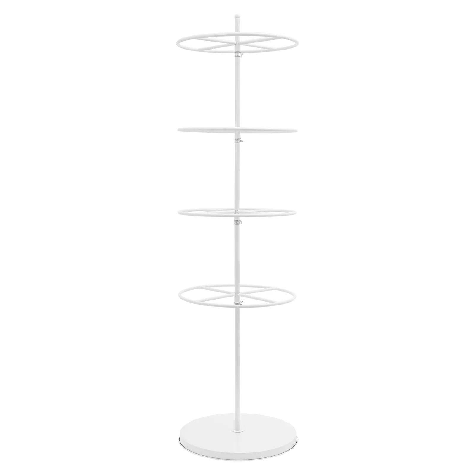 4-stufiges, verstellbares, drehbares rundes Präsentationsregal 360 ° Drehbare Regalständer aus Eisen für Schmuck, Socken und kommerzielle Kleiderständer