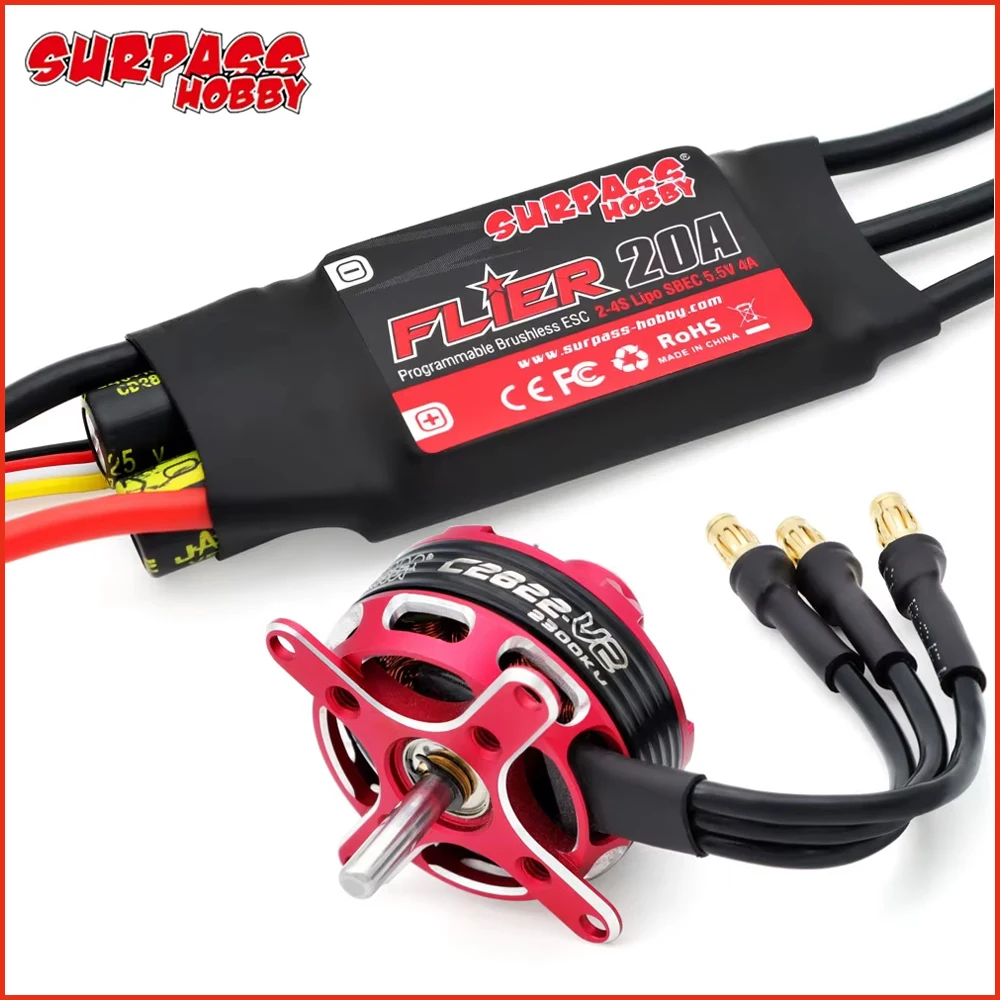 Surpass Hobby C2822 C2826 C2830 C2834 C2838 V2 Brushless Motor Flier 20A/30A Brushless ESC für RC-Flugzeuge und Helikopter