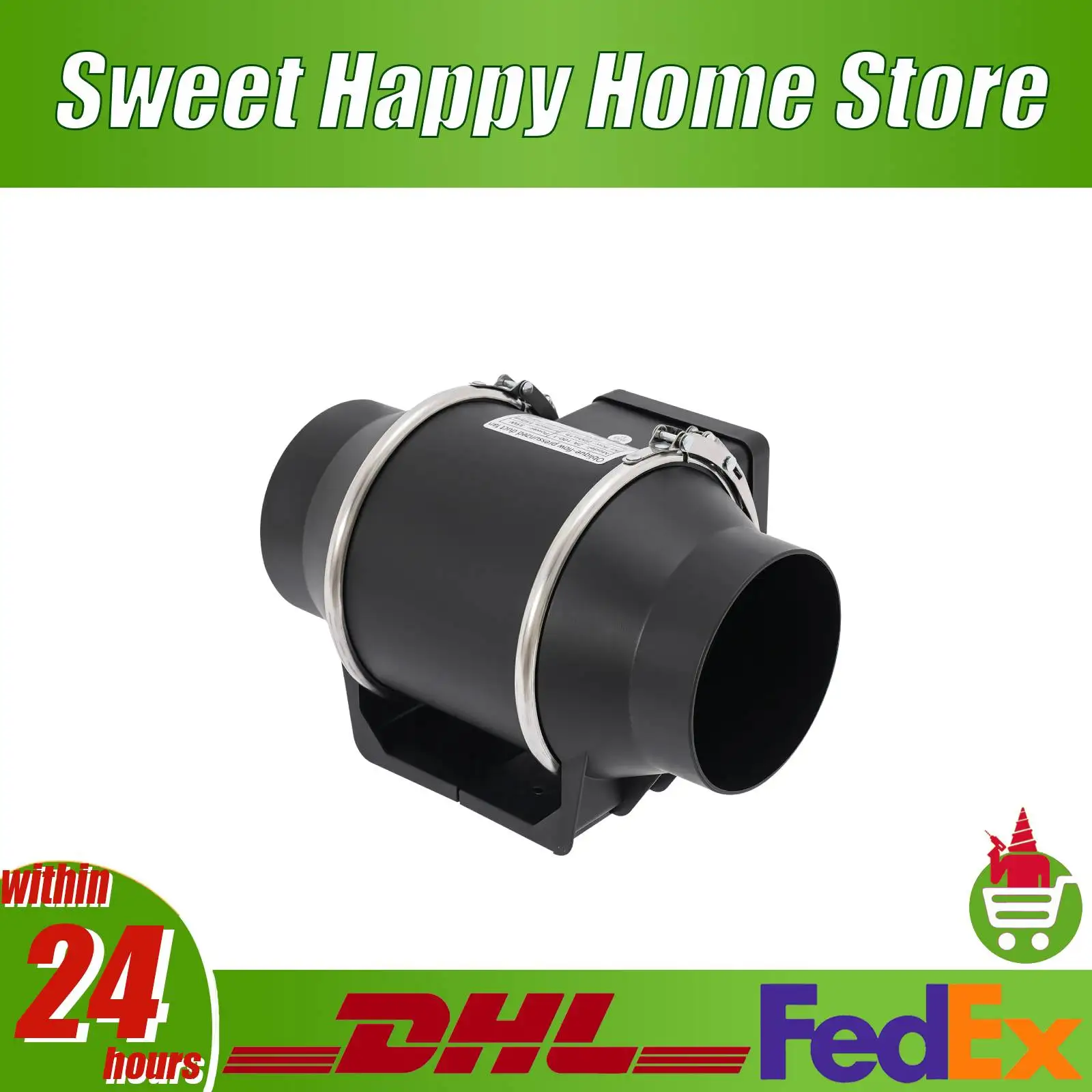 35W Hochleistungs-Kanalventilator 220m³/h Luftdurchsatz Lüfter 2600RPM Geräuscharmer Abluftventilator für Küche/Growzelt/Keller Image