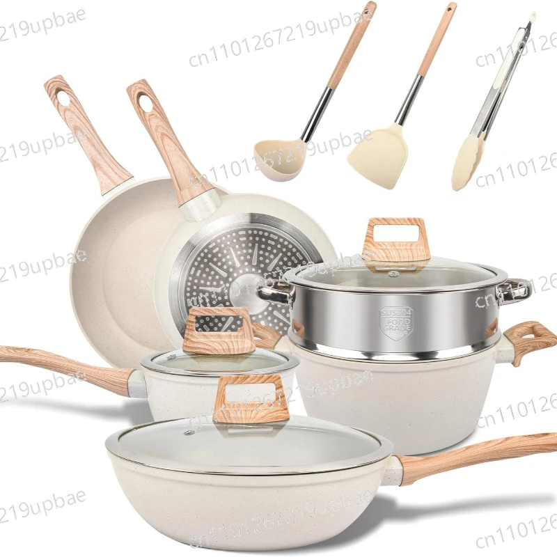 Küchen-Essentials Topfset mit 12 Teilen Antihaft-Kochgeschirr mit Granitbeschichtung und Universeller Gaskompatibilität Image