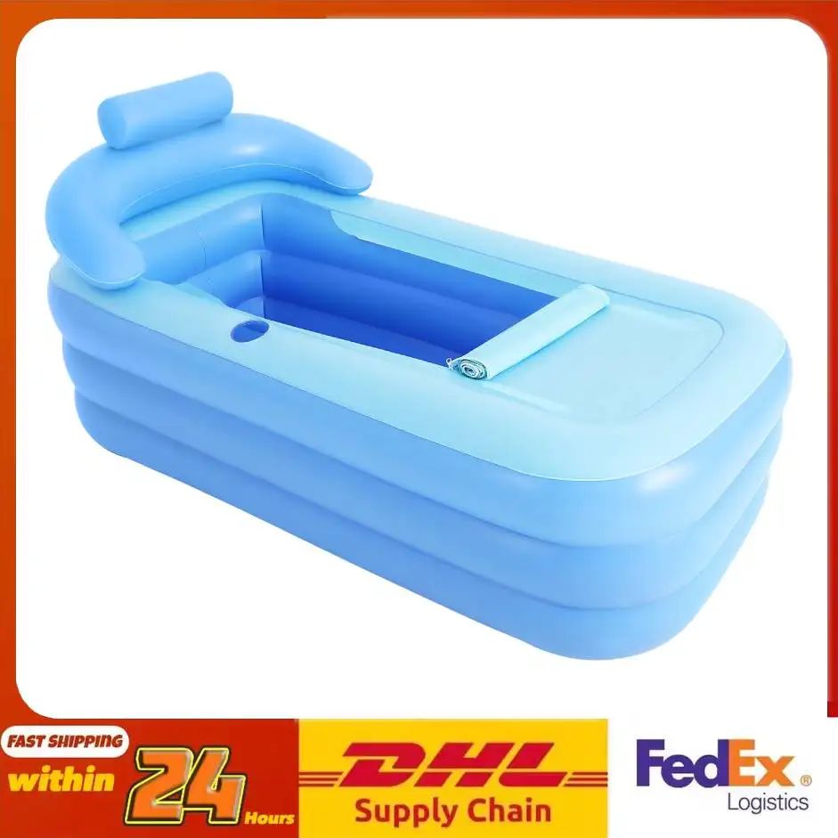 Schnell Aufbaubare Aufblasbare Badewanne Tragbar Faltbar mit Ablaufloch für Innen- und Außenbereich Erwachsene Kinder Image