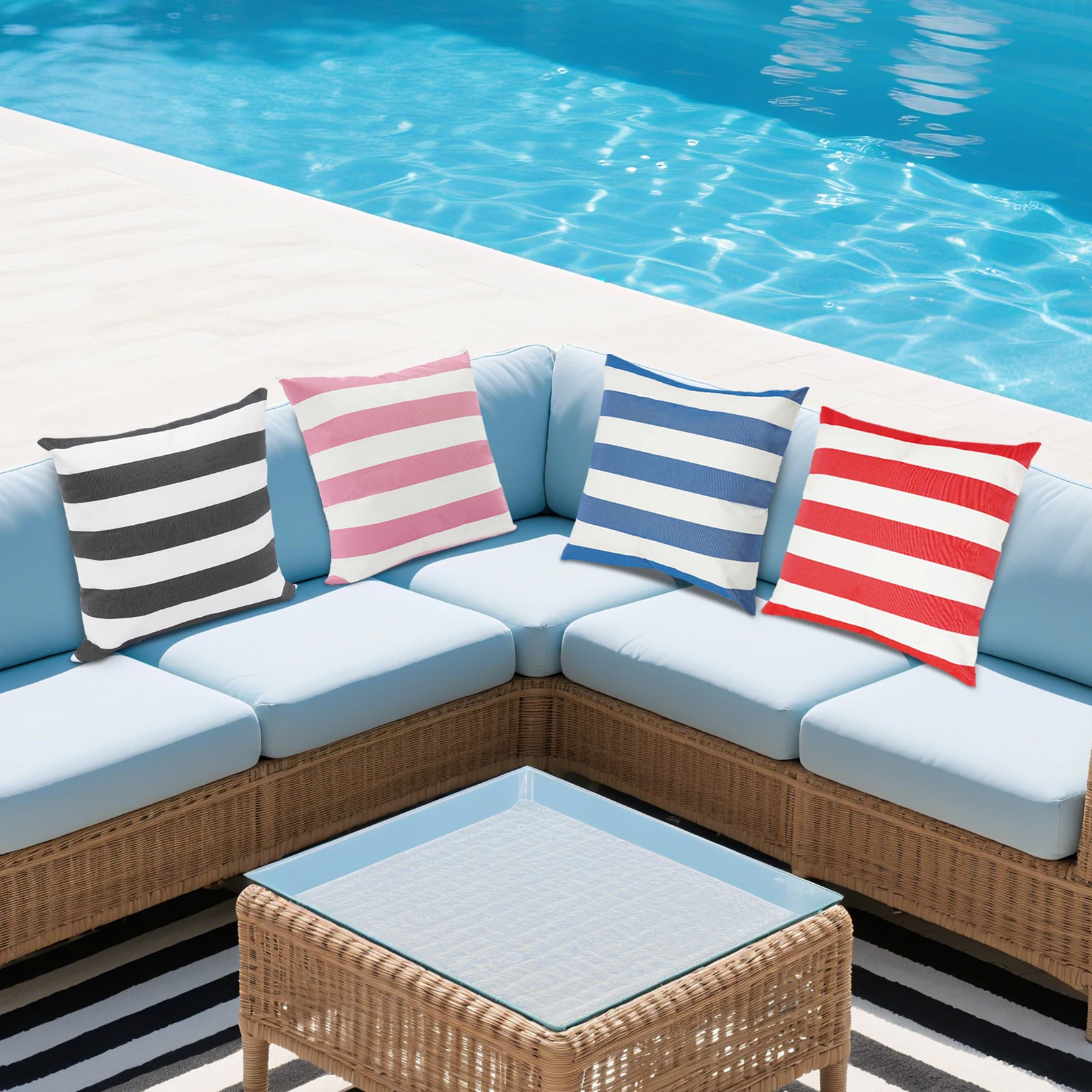 45x45cm Wasserdichter Sofakissenbezug mit Kissenkern, Dekorativer Outdoor-Kissenbezug aus PP-Baumwolle für Garten und Zimmer Image