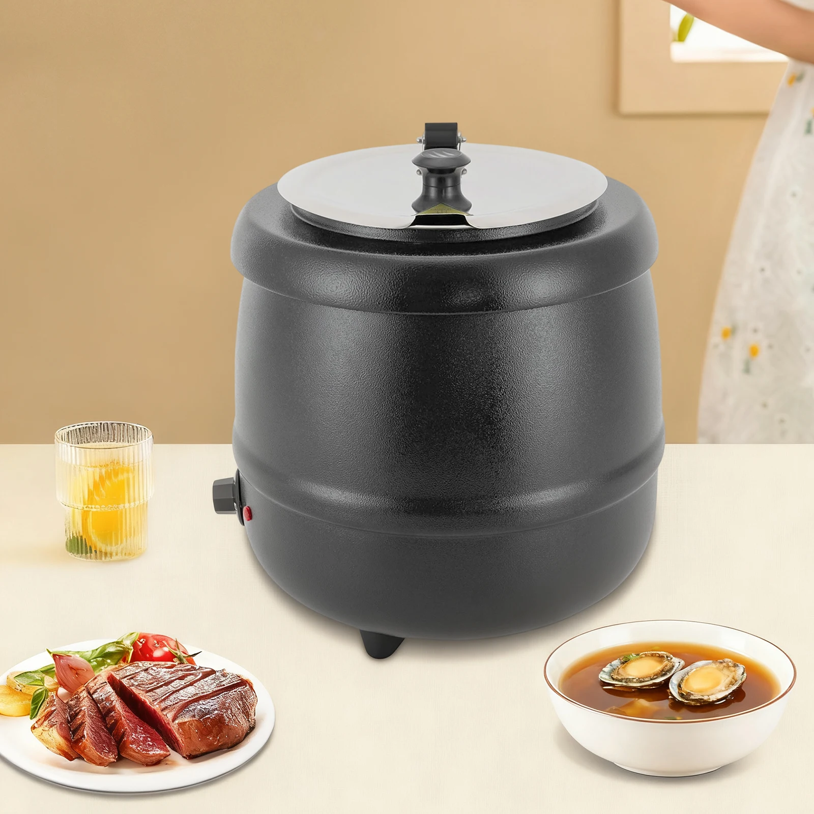 10L Suppenwärmer 35-80 ° Verstellbarer Suppentopf mit Deckel, Warmhalte-Kochtopf für Buffet, Restaurant, Hotel, Kantine Image