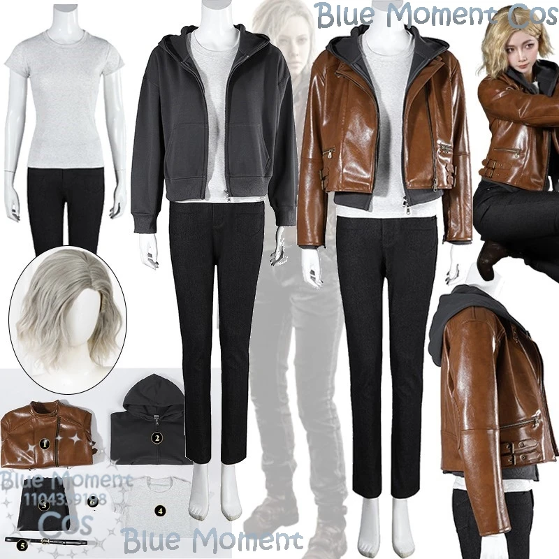 Grace Ashcroft Spiel Re Evil Cosplay Kostüm Braune Jacke Mantel Grau Hoodie Unterhemd Hose Schuh Perücke Frau Kleidung Halloween Party